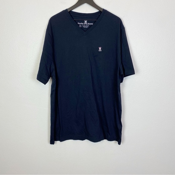 Psycho Bunny Mens Classic V Neck Tee in Navy - Picture 4 of 8